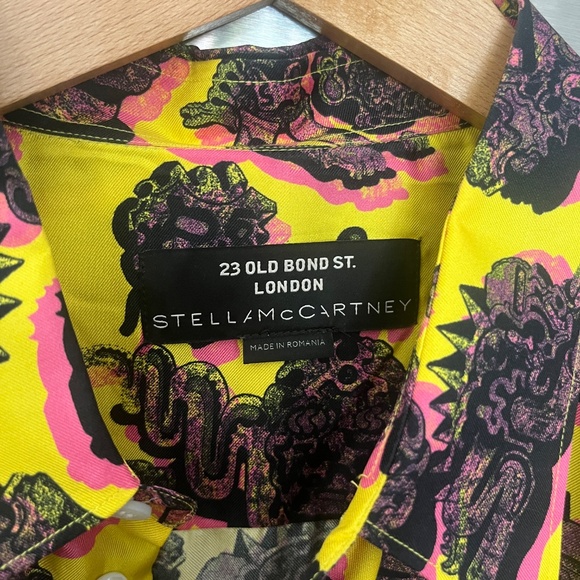 Stella McCartney 100% Silk Psychedelic-Print Silk-Twill Short-Sleeved Shirt XL - Picture 3 of 13